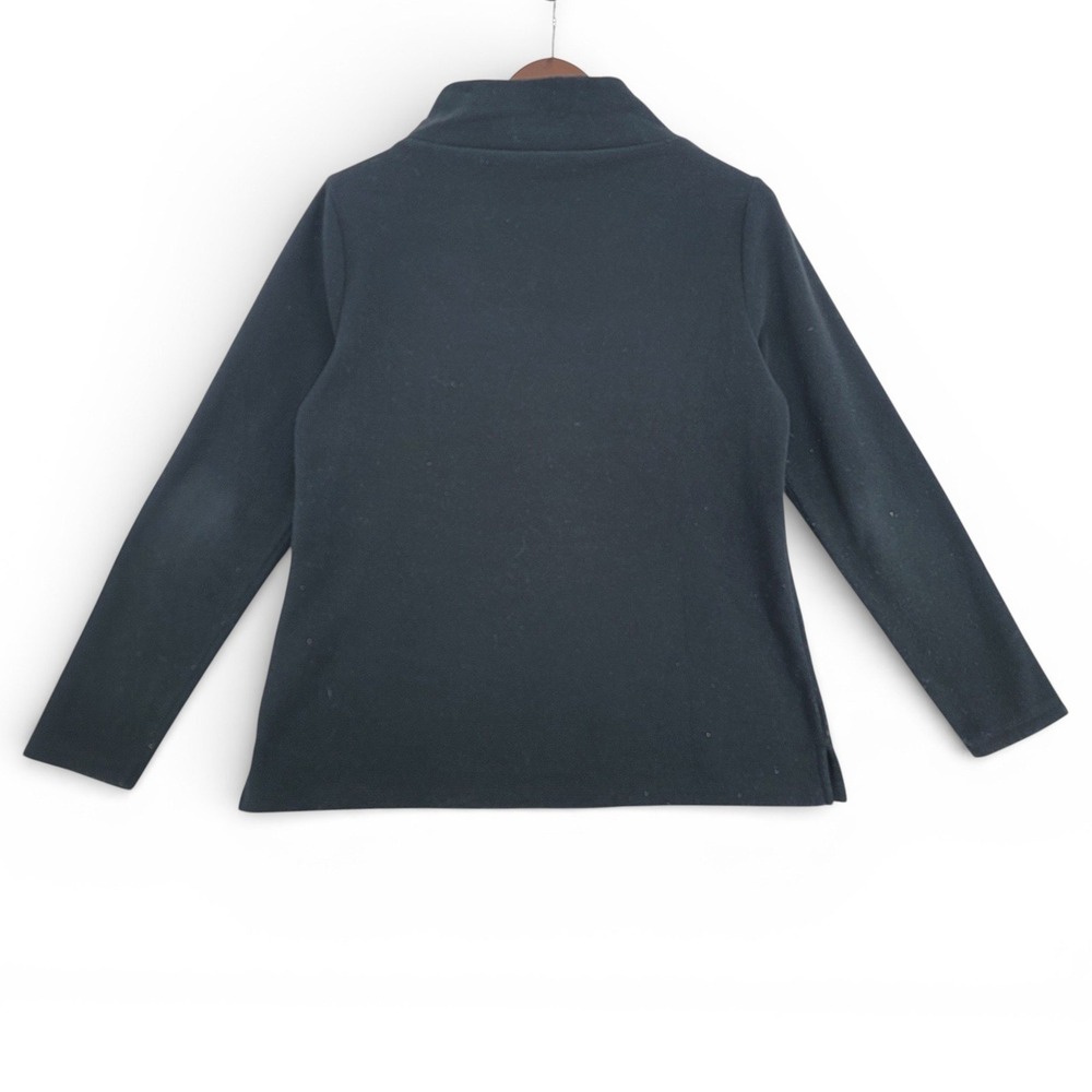 Talbots Womens Medium Fleece Pullover Polyester Black Mock Neck‎ Casual